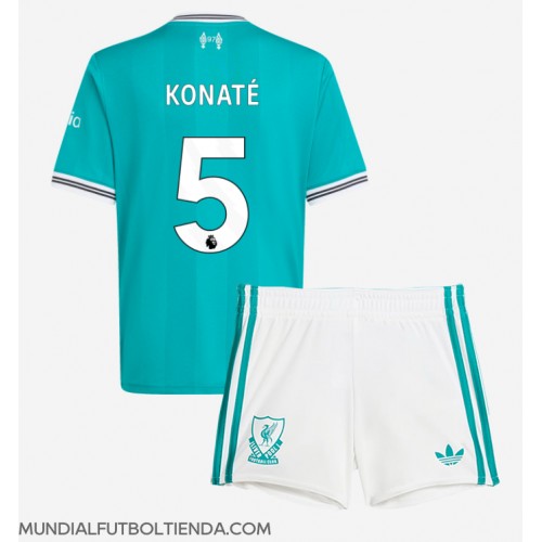 Camiseta Liverpool Ibrahima Konate #5 Tercera Equipación Replica 2025-26 para niños mangas cortas (+ Pantalones cortos)